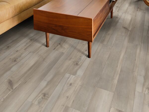Room scene showing Shaw Floorte Pro Paladin Plus in Sea Glass color.