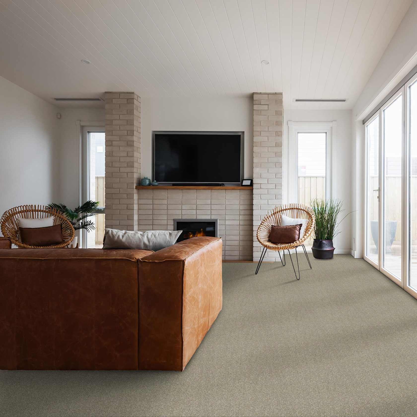 Shaw Cabana Bay Tonal collection installed in a living space, using the color Pebble Creek.