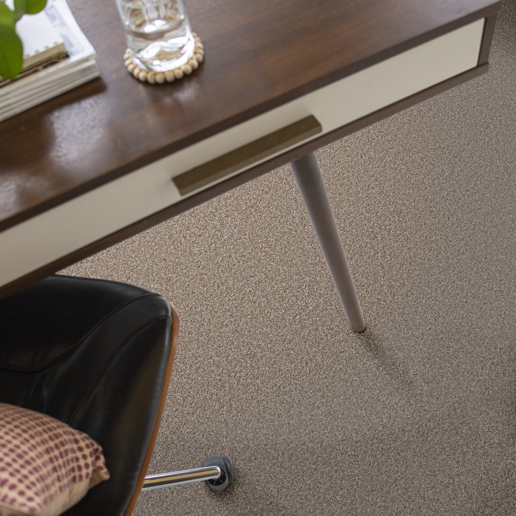 Shaw Carpet installed in an office, color Dawn Beige from the Elevated I collection.